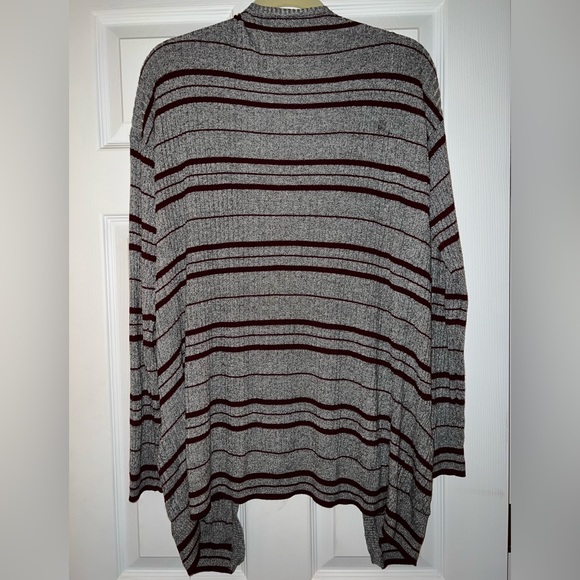 Mudd Cardigan | Size: L | Gray and Maroon Striped | Color: Gray | - Picture 2 of 6